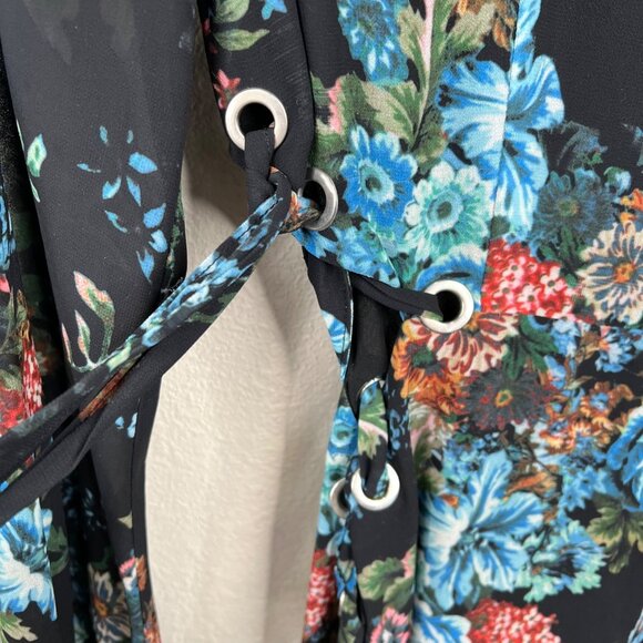 LPA‎ Womens Long Sleeve Floral Dress S Black Sheer Y2k - Picture 6 of 16